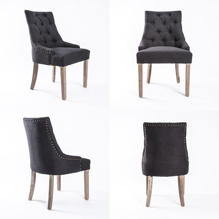 4X French Provincial Dining Chair Oak Leg AMOUR BLACK 4