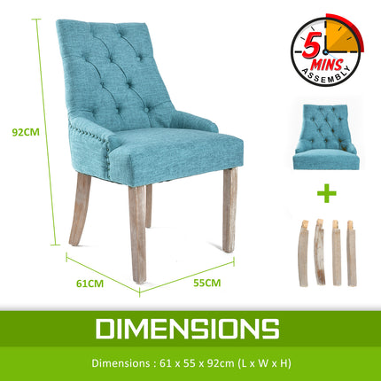 2X French Provincial Dining Chair Oak Leg AMOUR BLUE 12