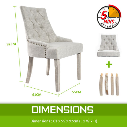 2X French Provincial Dining Chair Oak Leg AMOUR CREAM 12