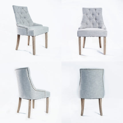 2X French Provincial Dining Chair Oak Leg AMOUR GREY 4