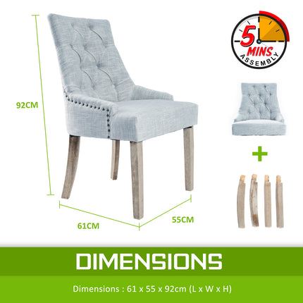 2X French Provincial Dining Chair Oak Leg AMOUR GREY 12
