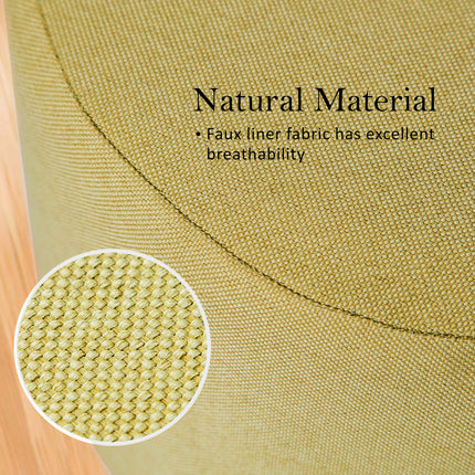 Fabric Ottoman Round Wooden Leg Foot Stool - MUSTARD YELLOW 4