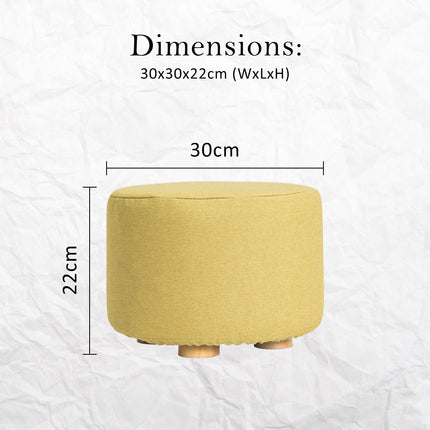 Fabric Ottoman Round Wooden Leg Foot Stool - MUSTARD YELLOW 11