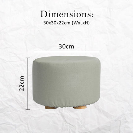 Fabric Ottoman Round Wooden Leg Foot Stool - GREY 12