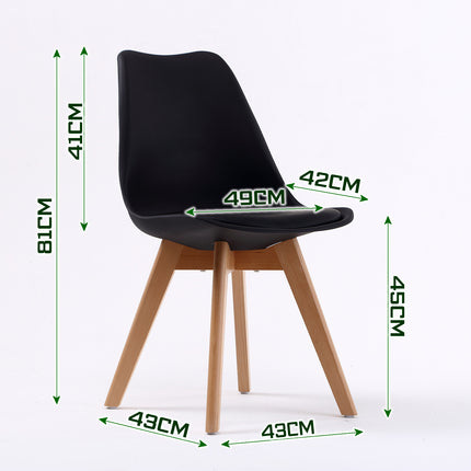 4X Retro Dining Cafe Chair Padded Seat BLACK 10