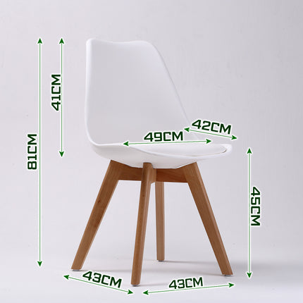 4X Retro Dining Cafe Chair Padded Seat WHITE 10