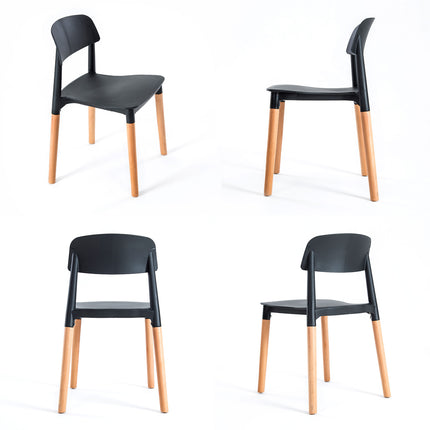 2X Retro Belloch Stackable Dining Cafe Chair BLACK 2