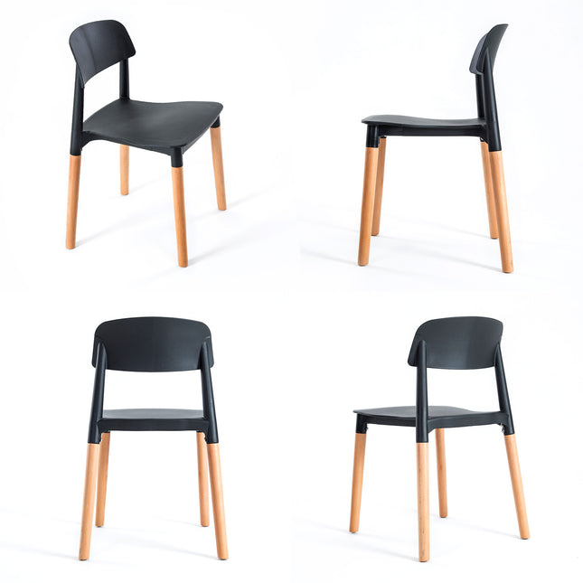 2X Retro Belloch Stackable Dining Cafe Chair BLACK 2