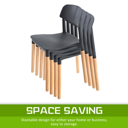 4X Retro Belloch Stackable Dining Cafe Chair BLACK 9