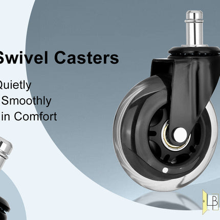 5X 3'' Rollerblade Style Wheels Office Chair Casters - Slient Smooth, 11x22mm Stem 2