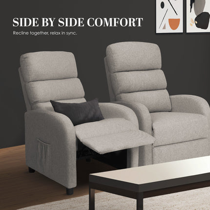 Home Recliner Chair - Linen Fabric Sofa Lounge Armchair SHILOH GREY 5