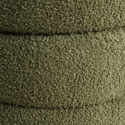 2X Round Stacked Ottoman Stool Teddy Fleece Fabric Foot Rest 38cm GREEN 7