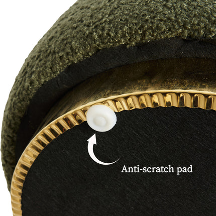 2X Round Stacked Ottoman Stool Teddy Fleece Fabric Foot Rest 38cm GREEN 8