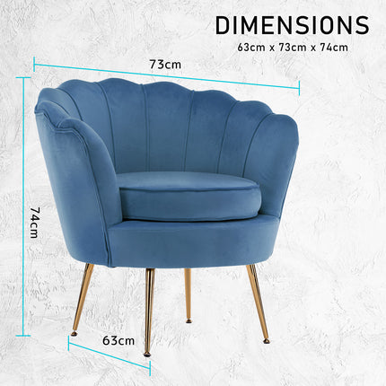 Armchair Padded Lounge Chair Accent Velvet Shell Scallop NAVY BLUE 12