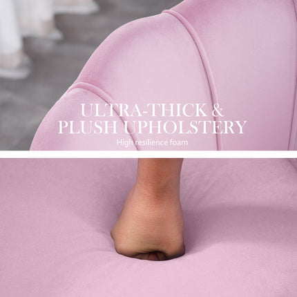 Armchair Padded Lounge Chair Accent Velvet Shell Scallop PINK 10