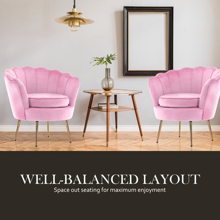 Armchair Padded Lounge Chair Accent Velvet Shell Scallop PINK 11