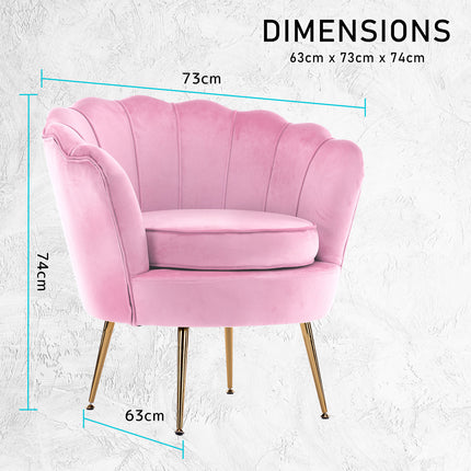 Armchair Padded Lounge Chair Accent Velvet Shell Scallop PINK 12