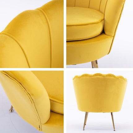 Armchair Padded Lounge Chair Accent Velvet Shell Scallop YELLOW 3