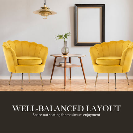 Armchair Padded Lounge Chair Accent Velvet Shell Scallop YELLOW 11