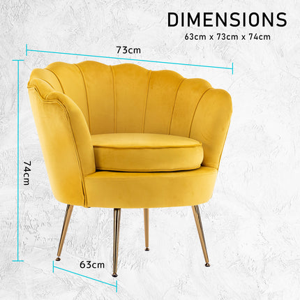 Armchair Padded Lounge Chair Accent Velvet Shell Scallop YELLOW 12