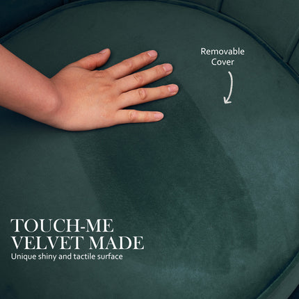 Armchair Lounge Chair Accent Velvet Shell Scallop + Ottoman Footstool Round GREEN 6