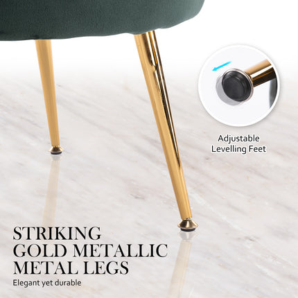 Armchair Lounge Chair Accent Velvet Shell Scallop + Ottoman Footstool Round GREEN 8