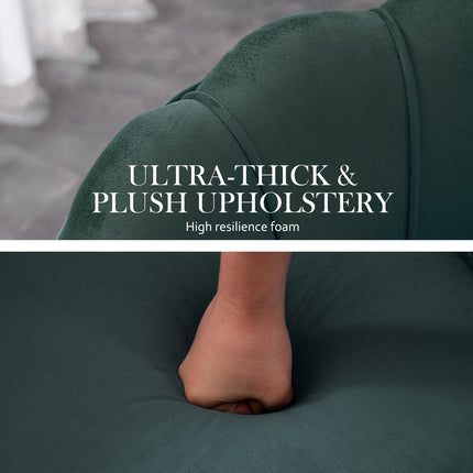 Armchair Lounge Chair Accent Velvet Shell Scallop + Ottoman Footstool Round GREEN 9