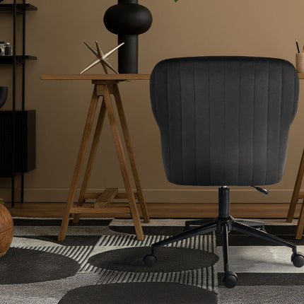 Desk Armchair - Home Office Swivel Chair Adjustable Height Seat PLUME BLACK 2