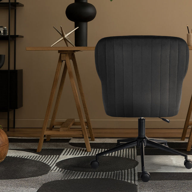 Desk Armchair - Home Office Swivel Chair Adjustable Height Seat PLUME BLACK 2