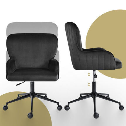 Desk Armchair - Home Office Swivel Chair Adjustable Height Seat PLUME BLACK 7