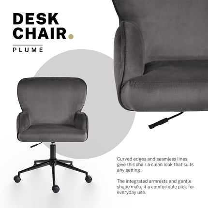 Desk Armchair - Home Office Swivel Chair Adjustable Height Seat PLUME GREY 3