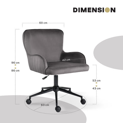 Desk Armchair - Home Office Swivel Chair Adjustable Height Seat PLUME GREY 11