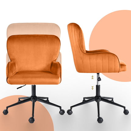 Desk Armchair - Home Office Swivel Chair Adjustable Height Seat PLUME ORANGE 7