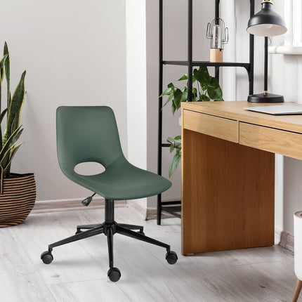 2 Set Office Desk Chair - PU Leather Home Swivel Chair Cut-Out Seat HALO GREEN 6