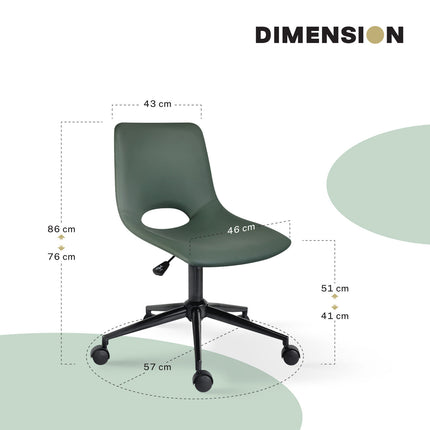 2 Set Office Desk Chair - PU Leather Home Swivel Chair Cut-Out Seat HALO GREEN 11