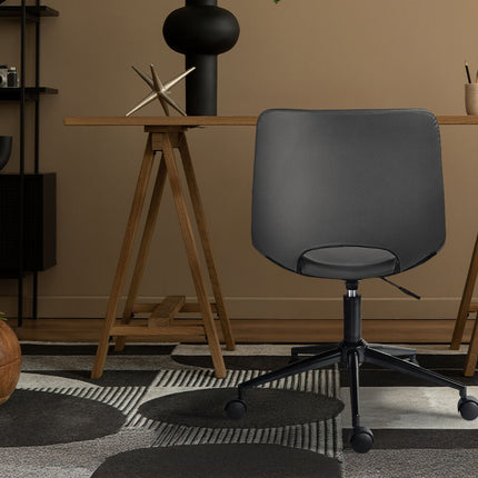 2 Set Office Desk Chair - PU Leather Home Swivel Chair Cut-Out Seat HALO GREY 2