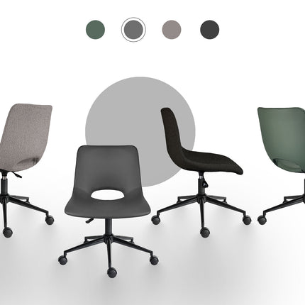2 Set Office Desk Chair - PU Leather Home Swivel Chair Cut-Out Seat HALO GREY 5