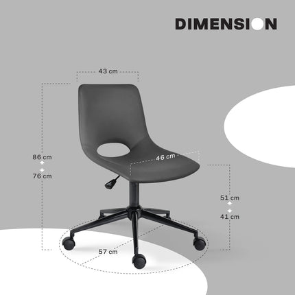 2 Set Office Desk Chair - PU Leather Home Swivel Chair Cut-Out Seat HALO GREY 11
