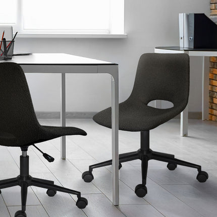 2 Set Office Desk Chair - Loop Yarn Fabric Home Swivel Chair Cut-Out Seat HALO BLACK 6
