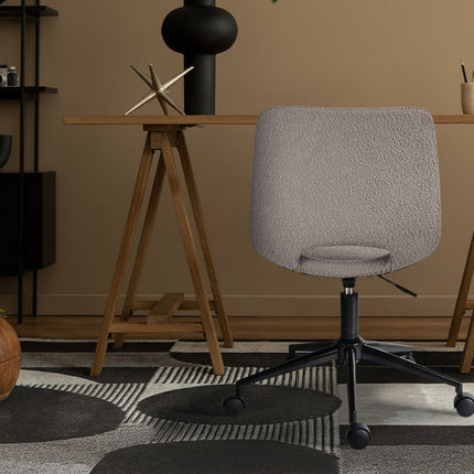 2 Set Office Desk Chair - Loop Yarn Fabric Home Swivel Chair Cut-Out Seat HALO GREY 2