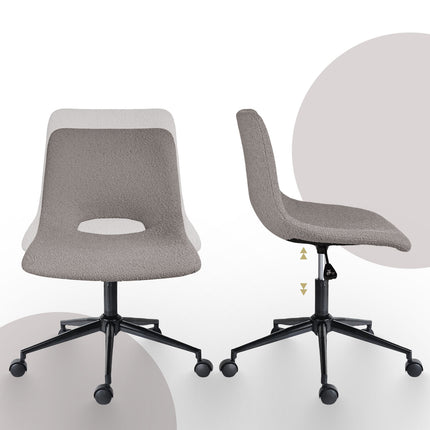 2 Set Office Desk Chair - Loop Yarn Fabric Home Swivel Chair Cut-Out Seat HALO GREY 6