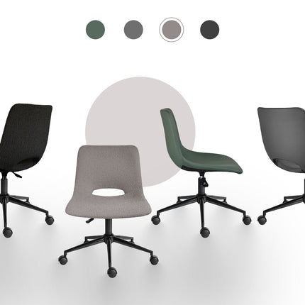 2 Set Office Desk Chair - Loop Yarn Fabric Home Swivel Chair Cut-Out Seat HALO GREY 9