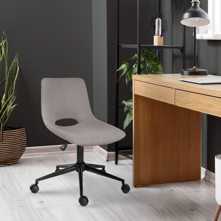 2 Set Office Desk Chair - Loop Yarn Fabric Home Swivel Chair Cut-Out Seat HALO GREY 10