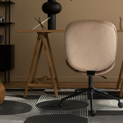 Office Desk Chair - Velvet Armless Swivel Study Seat OVOID PALE KHAKI 2