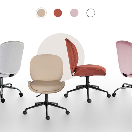 Office Desk Chair - Velvet Armless Swivel Study Seat OVOID PALE KHAKI 4