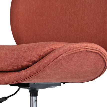 Office Desk Chair - Linen Fabric Armless Swivel Study Seat OVOID EARTHY RED 9