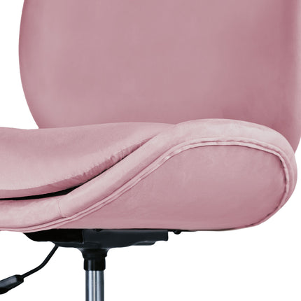 Office Desk Chair - Velvet Armless Swivel Study Seat OVOID PINK 9