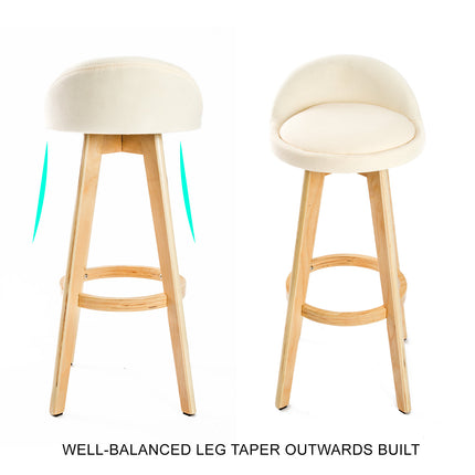 4X Wooden Bar Stool Dining Chair Fabric LEILA 72cm BEIGE 4