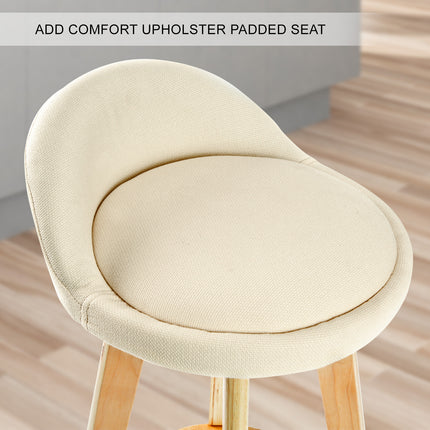 4X Wooden Bar Stool Dining Chair Fabric LEILA 72cm BEIGE 9