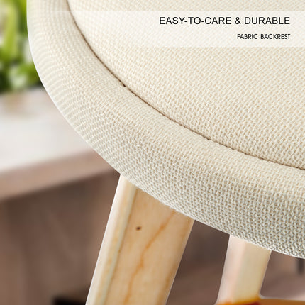 4X Wooden Bar Stool Dining Chair Fabric LEILA 72cm BEIGE 10